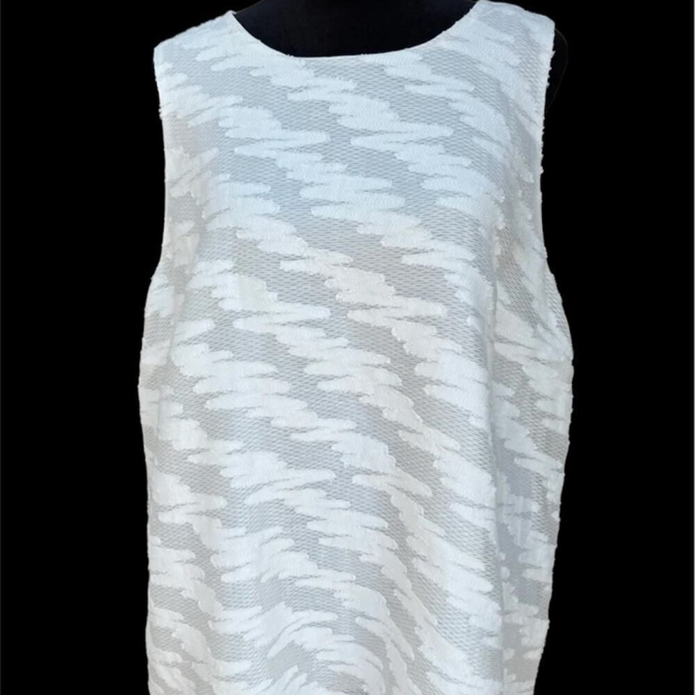 HALOGEN lace texturized sleeveless top white, women's XL